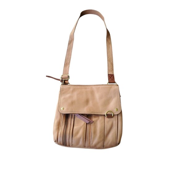 Fossil Morgan Traveler Crossbody Bag Tan Pebbled Leather Top Zip - Picture 1 of 8